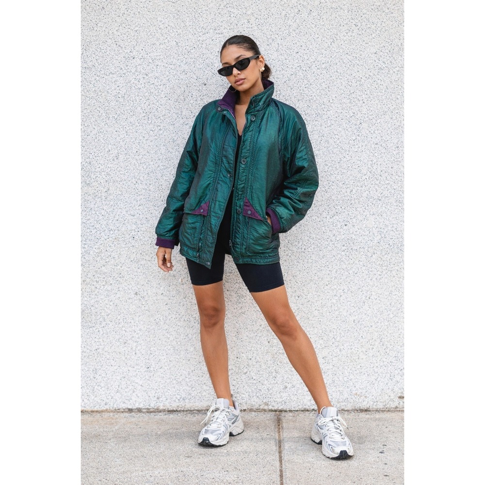 Kristin Paige Sportswear Vintage 90s Iridescent Parka Jacket Green Purple‎ Small